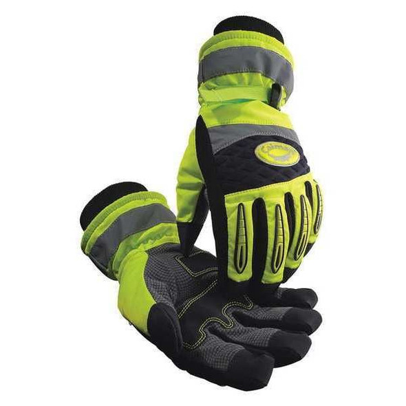 Hi-Vis Cold Protection Gloves, Synthetic Leather Palm, Heatrac Lining, Lime, L