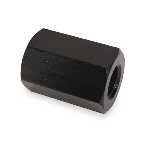 Coupling Nut, 1"-8, Steel, Grade 5, Black Oxide, 2-1/2 in Lg, 1-5/8 in Hex Wd