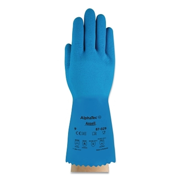 AlphaTec® 87-029 Natural Latex Rubber Glove, Size 11, Blue