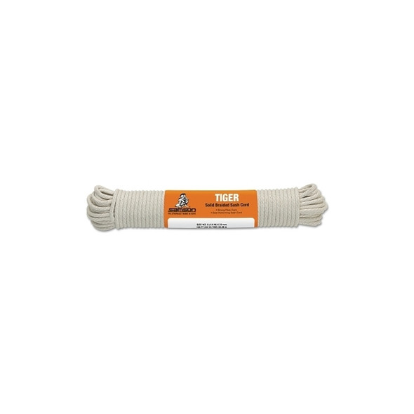 Tiger Sash Cord™, 600 lb Capacity, 100 ft, 3/8 in dia, Cotton, White