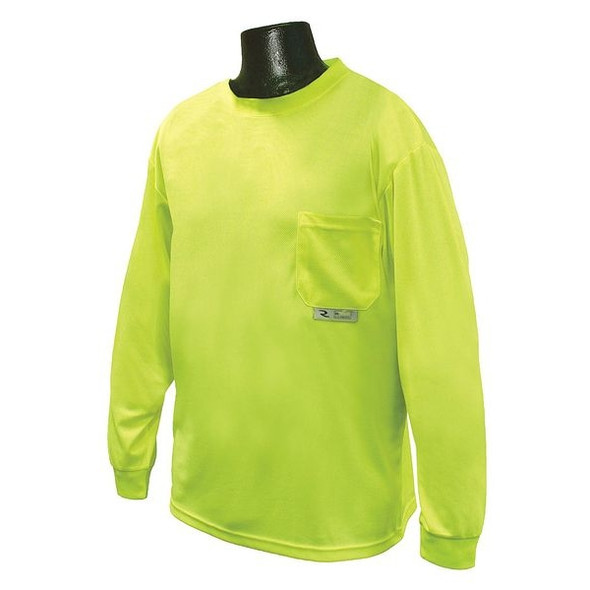 Long Sleeve T-Shirt, Non Rated, Birdseye Mesh, Hi-Vis Green, L