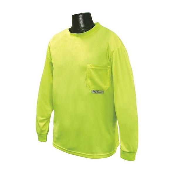 Long Sleeve T-Shirt, Non Rated, Birdseye Mesh, Hi-Vis Green, L