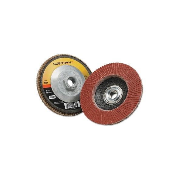 Cubitron II™ Flap Disc 967A, 4-1/2 in dia, 60 Grit, 5/8 in-11 Arbor, 13,300 RPM, Type 27