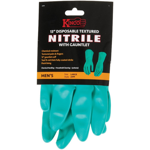 Kinco Men's Large Teal 15-Mil Fully-Coated Nitrile Glove 2399-L 763166