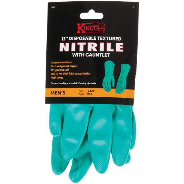 Kinco Men's Large Teal 15-Mil Fully-Coated Nitrile Glove