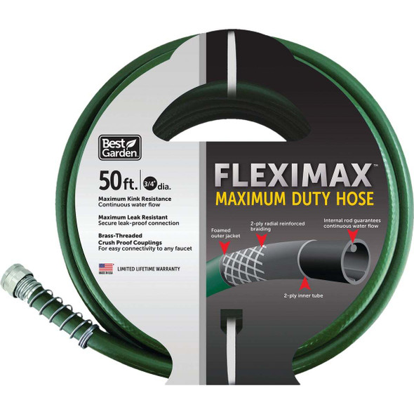 Best Garden 3/4 In. x 50 Ft. FlexiMAX Heavy Duty Hose DBFM3450V2