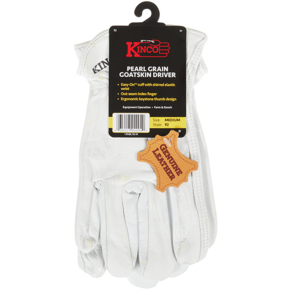 Kinco Men's Medium White Goatskin Leather Driver Glove