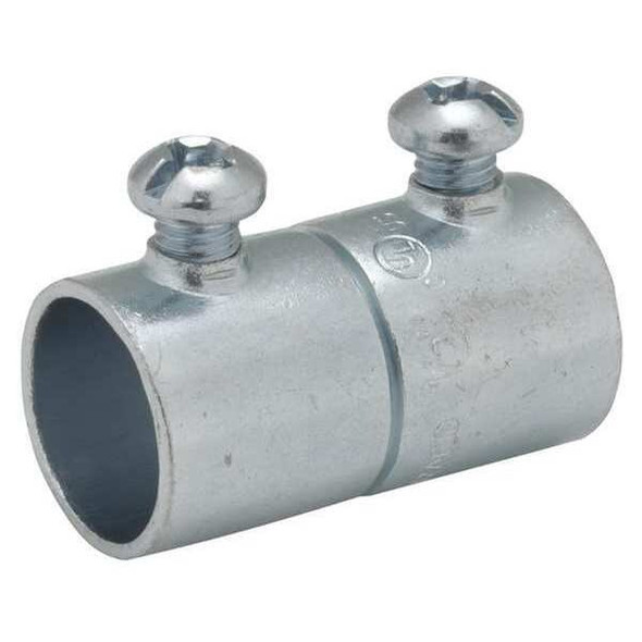 Raco EMT Coupling, 1-1/2 in, Set Screw, Steel, Zinc Plated, Gray 2026