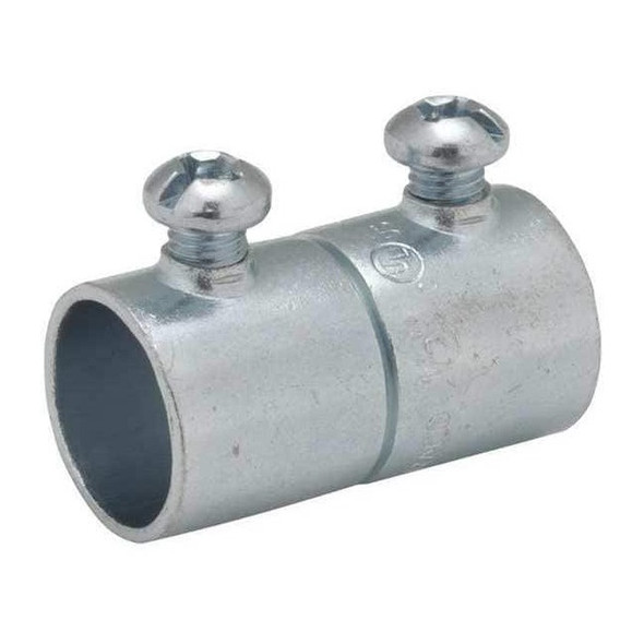 Raco EMT Coupling, 1-1/2 in, Set Screw, Steel, Zinc Plated, Gray 2026