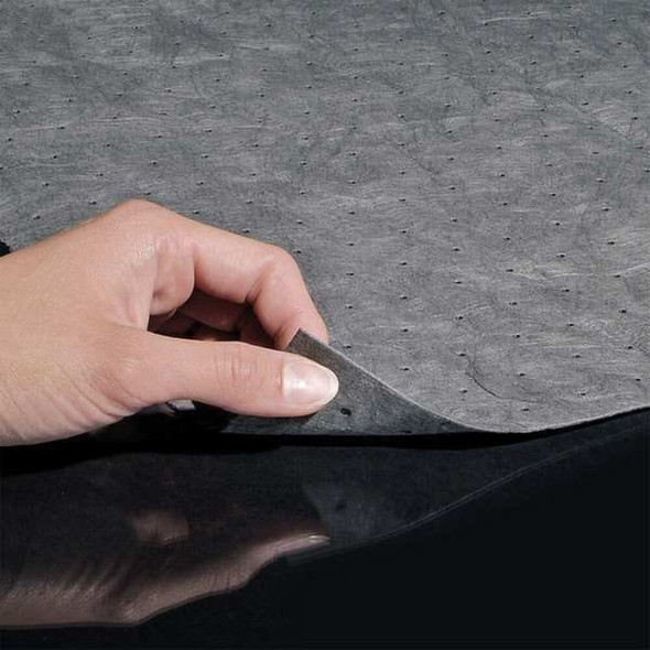 Pig Sorbent Pad, 5 gal, 15 in x 20 in, Universal, Gray, Polypropylene MAT172