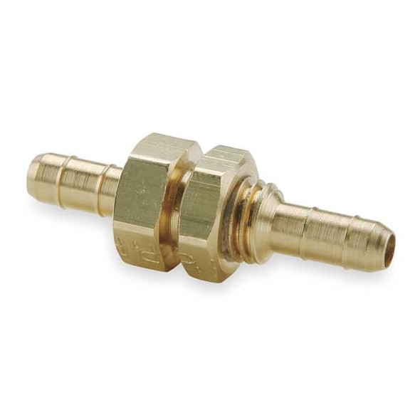Parker Bulkhead Union,0.250 In,Barbed,Brass 22BH-6-6 Parker Bulkhead Union,0.250 In,Barbed,Brass 22BH-6-6