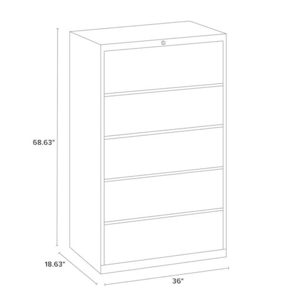 Hirsh 36" W 5 Drawer File Cabinet, Putty,  Letter 17901