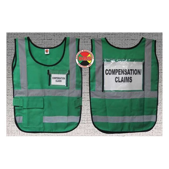 Disaster Management Systems Safety Vest,Green,Legend Insert,Univsl DMS-05835