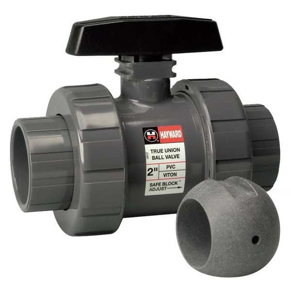 Ball Valve, True Union, Z-Ball, 1/2", PVC/FPM, Full Port, Drilled, S/T, Vented