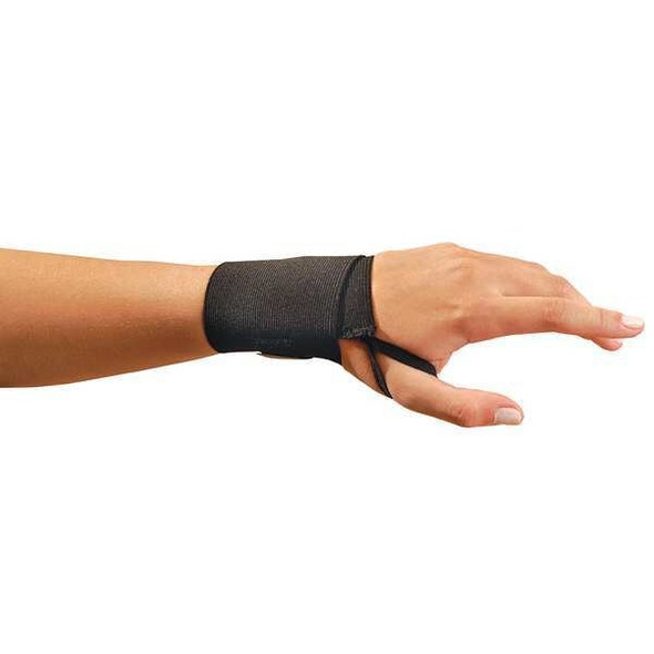 Wrist Support, Elastic, Wraparound Strap, Ambidextrous, Black, Size Universal
