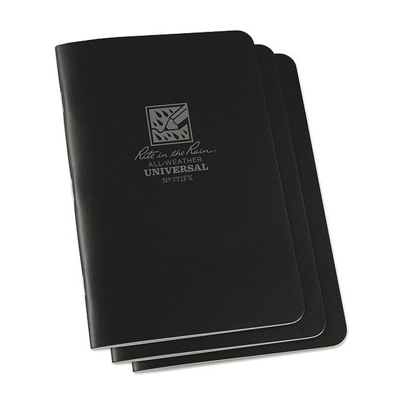 Rite in the Rain Notebook, Universal, 24 Sheets, Black, PK3 771FX