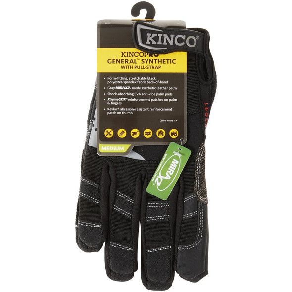 KincoPro General Men's Medium Black Synthetic Leather Work Glove 2041-M 716904