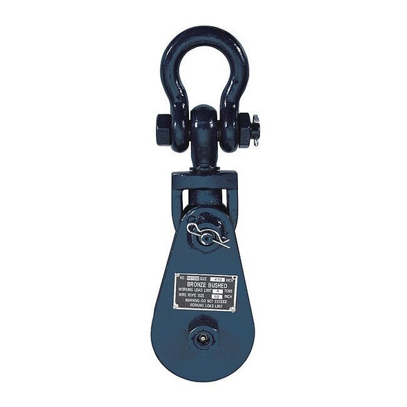 Snatch Block, Wire Rope, 1/2 in Max Cable Size, 8,000 lb Max Load, Painted