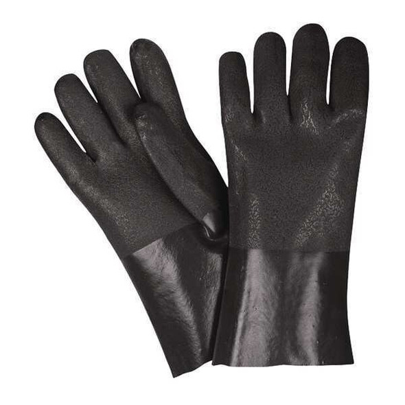 6512SJ Chemical Resistant Gloves, PVC, 12 in L, Not Rated, Black, L, 12 PK