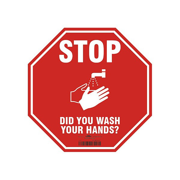 Safety Sign, 12 in H, 12 in W, Plastic, Octagon, English, HWB400T1212