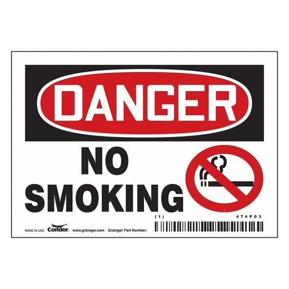 Safety Sign, 3 1/2 in H, 5 in W, Vinyl, Horizontal Rectangle, English, 474P03