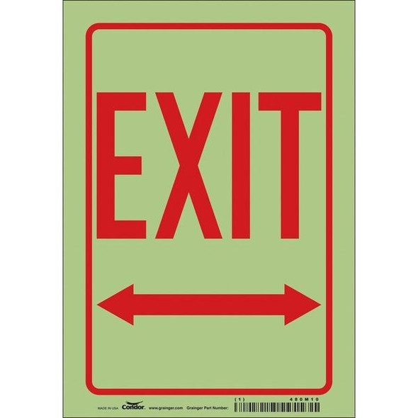 Condor Exit Sign, Vinyl, 7" W, 10" H, Exit, White 480M10