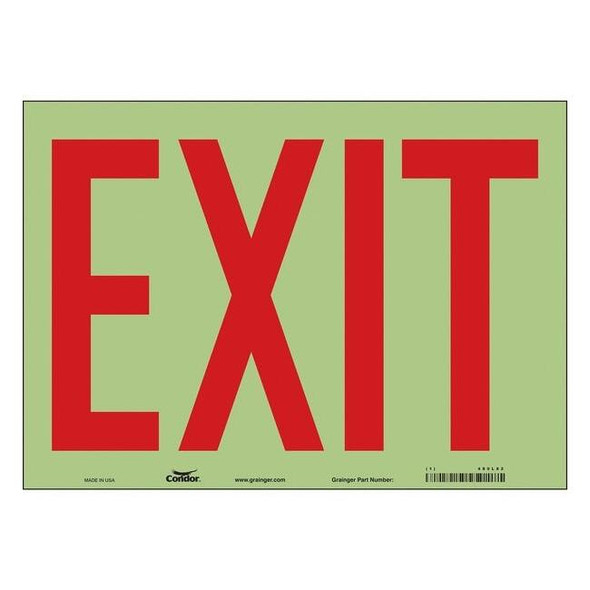 Condor Exit Sign, Vinyl, 14" W, 10" H, Exit, White 480L82