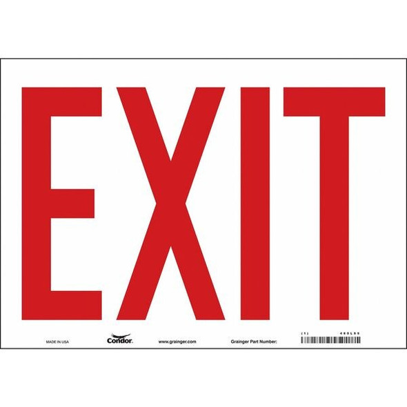 Condor Exit Sign, Vinyl, 14" W, 10" H, Exit, White 480L89