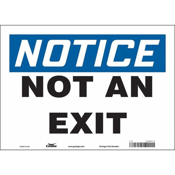 Condor Exit Sign, Vinyl, 14" W, 10" H, Not An Exit, White 480P13