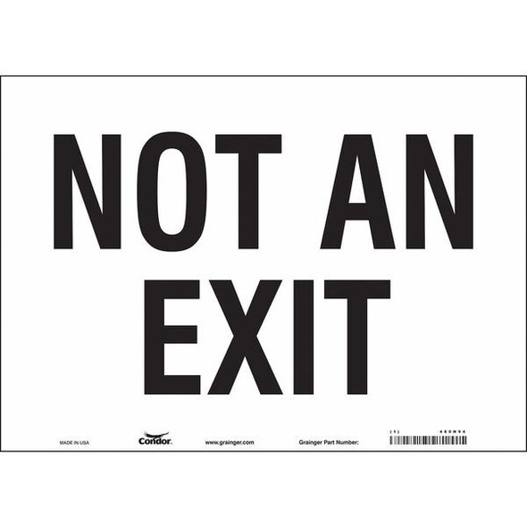 Condor Exit Sign, Vinyl, 14" W, 10" H, Not An Exit, White 480H94