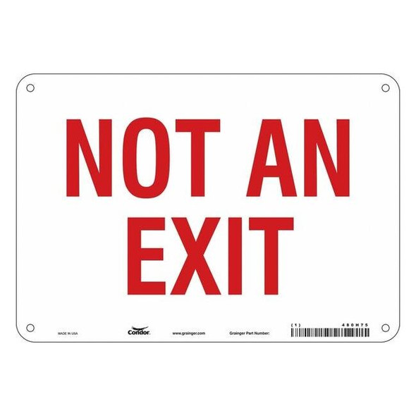 Condor Exit Sign, Plastic, 10" W, 7" H, Not An Exit, White 480H75