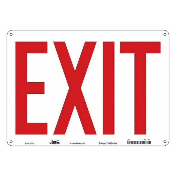Condor Exit Sign, Plastic, 14" W, 10" H, Exit, White 480L86