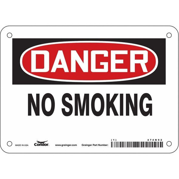 Safety Sign, 5 in H, 7 in W, Vinyl, Horizontal Rectangle, English, 474N92