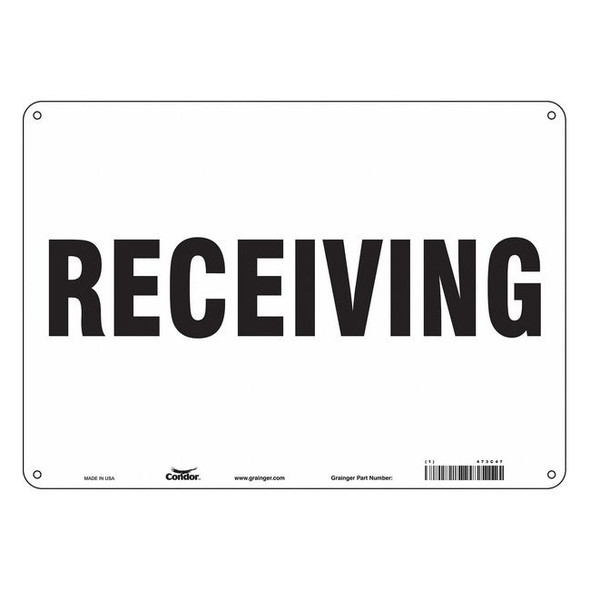 Receiving, 14 in W x 10 in H, Horizontal Rectangle, Aluminum, 473C47