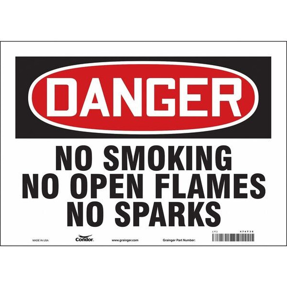 Safety Sign, 10" H, 14 in W, Vinyl, Horizontal Rectangle, English, 474T36