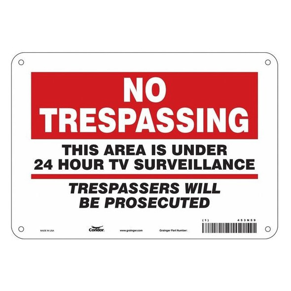 Security Sign, 7 in Height, 10 in Width, Aluminum, Vertical Rectangle, English