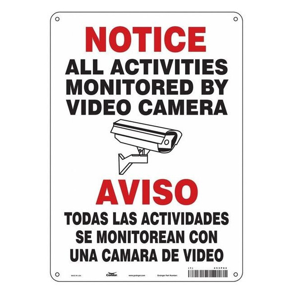 Security Sign, 14 in H, 10 in W, Aluminum, Vertical Rectangle, English, 453P82