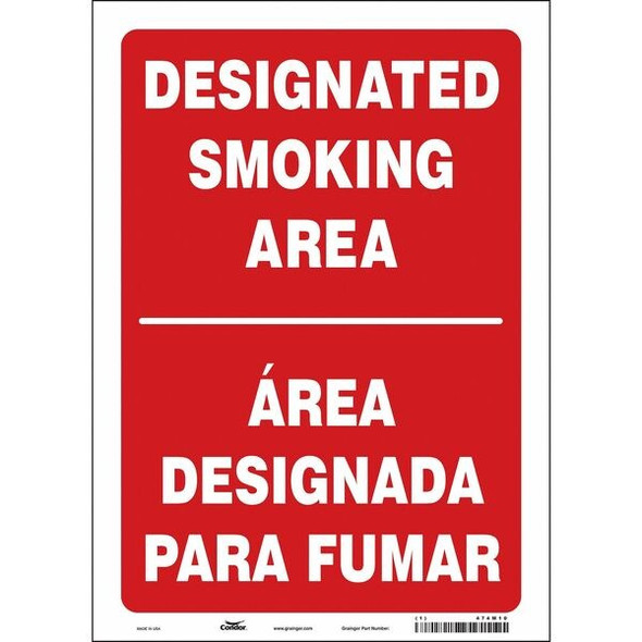 Safety Sign, 14 in H, 10" W, Vinyl, Vertical Rectangle, English, Spanish, 474M10