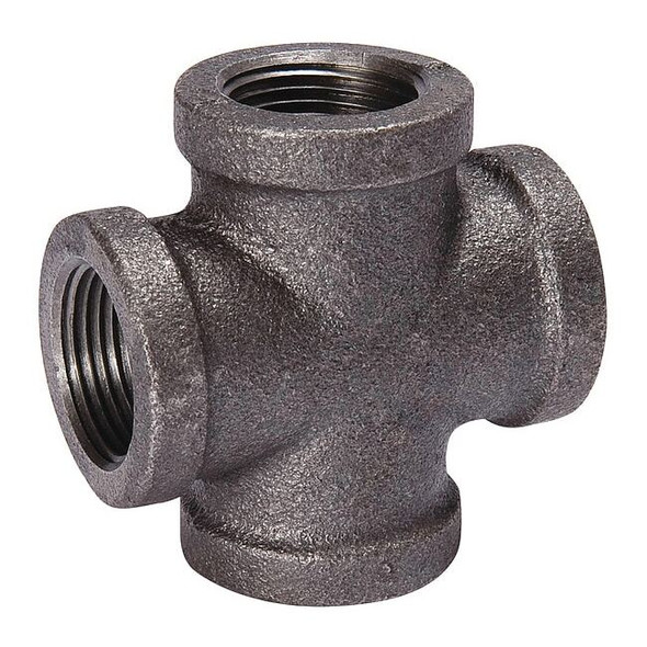 Cross Cross, 3/8" Pipe, FNPT, Malleable Iron, Class 150