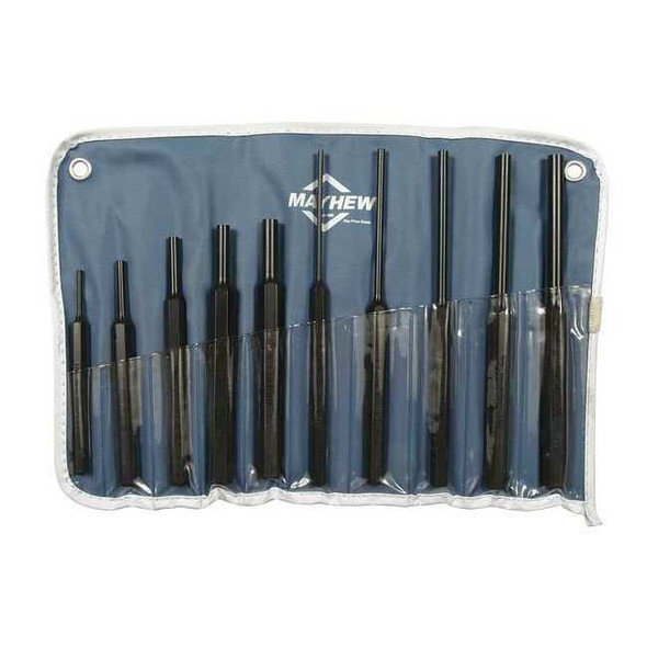 Mayhew Drive Pin Punch Set,10 Pieces,Steel 61511