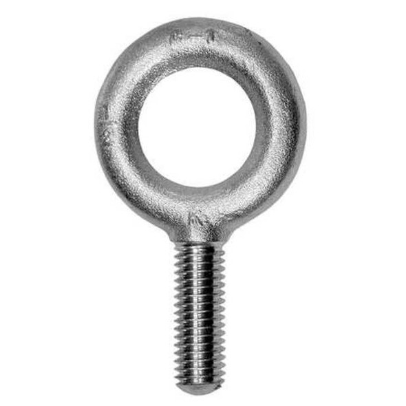 Eye Bolt Without Shoulder, 3/8"-16, 6 in Shank, 1 in ID, Steel, Plain