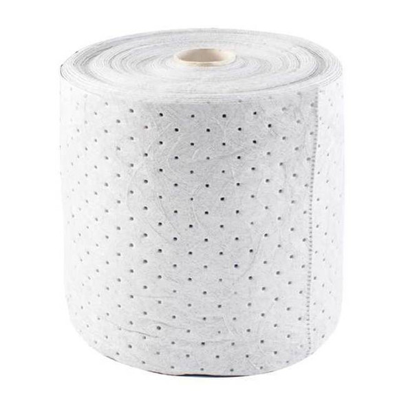 Sorbent Roll, 12 gal, 15 in x 150 ft, Harsh Chemicals, White, Polypropylene