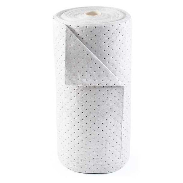 Sorbent Roll, 25 gal, 30 in x 150 ft, Harsh Chemicals, White, Polypropylene