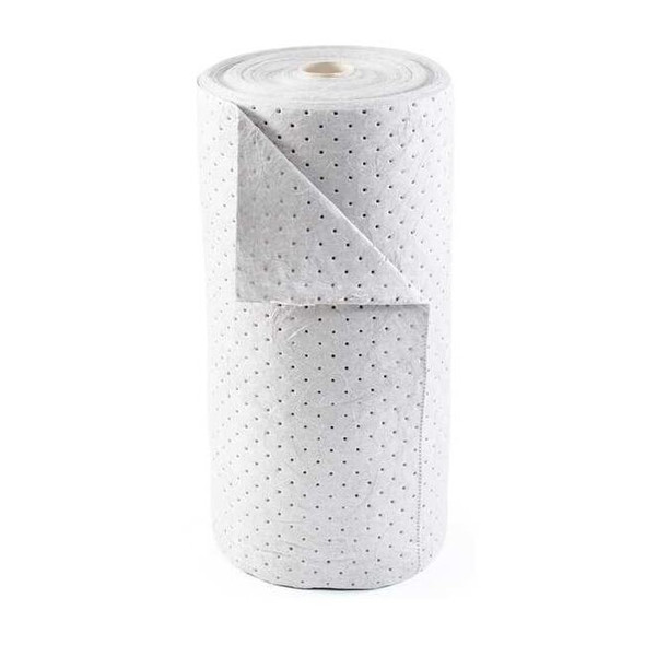 Sorbent Roll, 33 gal, 30 in x 150 ft, Harsh Chemicals, White, Polypropylene