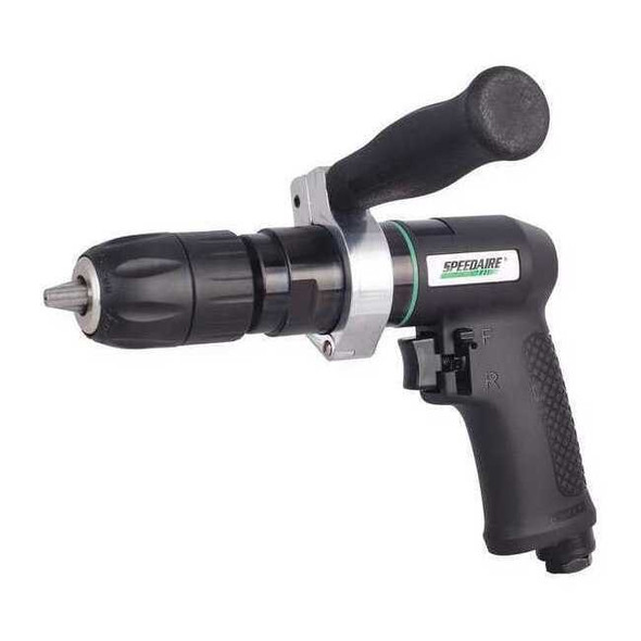 Speedaire Air-Powered Drill, 1/4 in, NPT, Keyless 21AA76