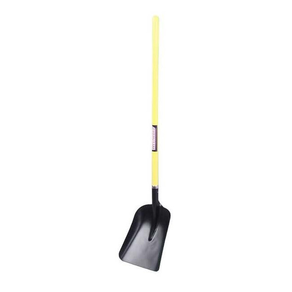 No. 2 14 ga Scoop Shovel, Steel Blade, 43 in L, Yellow, Fiberglass Handle