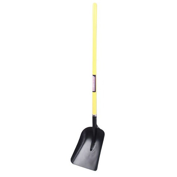 No. 2 14 ga Scoop Shovel, Steel Blade, 43 in L, Yellow, Fiberglass Handle