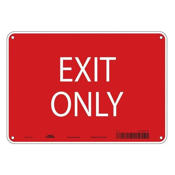 Condor Exit Sign, Aluminum, 10" W, 7" H, Exit Only, Red 486X52