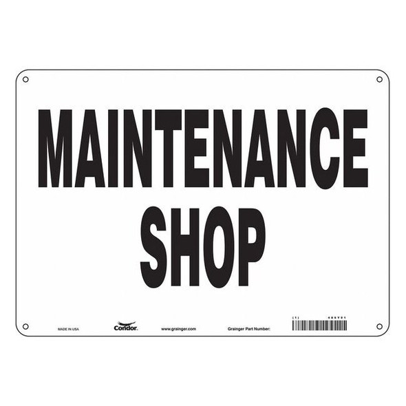 MAINTENANCE SHOP, 14 in W x 10 in H, Horizontal Rectangle, Polyethylene, 486Y01