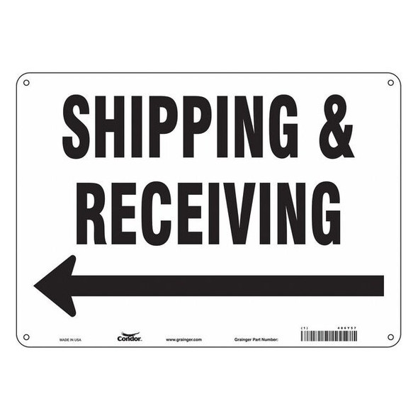 SHIPPING & RECEIVING, 14 in W x 10 in H, Horizontal Rectangle, Aluminum, 486Y57